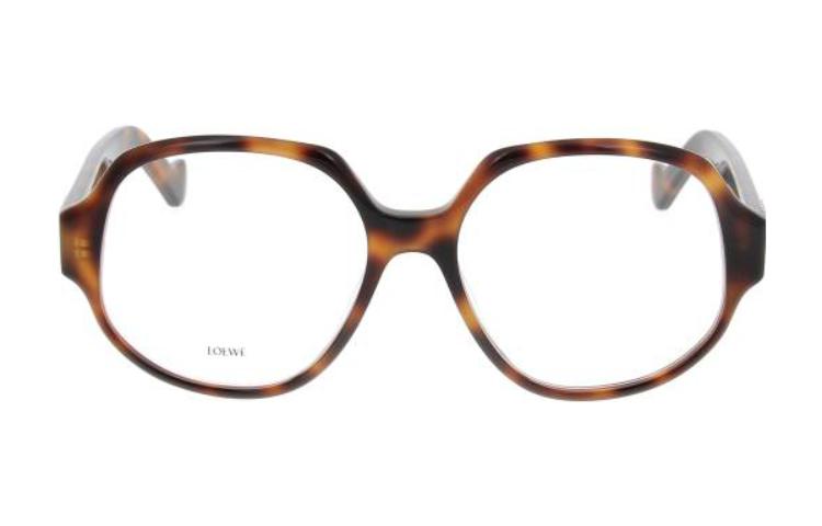 Order (W) LOEWE 圆形棕色光学眼镜带图案醋酸纤维镜框 LW50054I052