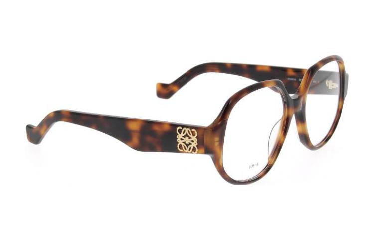 Lookbook (W) LOEWE 圆形棕色光学眼镜带图案醋酸纤维镜框 LW50054I052