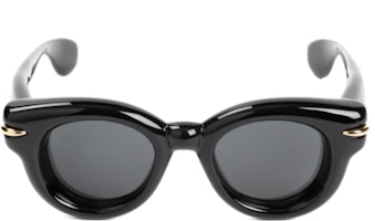 (Women) LOEWE Round Sunglasses Black Frame with Logo Temples LW40118I4601ASHINYBLACK (Women) LOEWE Round Sunglasses Black Frame with Logo Temples LW40118I4601ASHINYBLACK