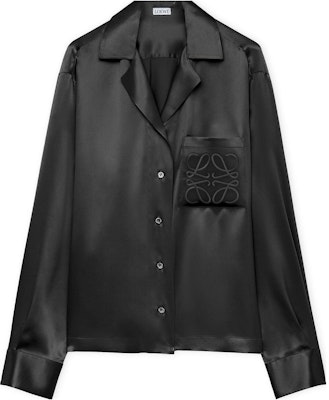 (W) LOEWE 絲綢緞面長袖扣襟睡衣襯衫 黑色 S359Y05X96-1100 Buy (W) LOEWE 絲綢緞面長袖扣襟睡衣襯衫 黑色 S359Y05X96-1100