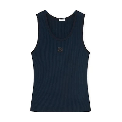 (Women) LOEWE Slim Fit Logo Embroidered Pullover Tank Top Deep Sea Blue. S540Y23X30-5700