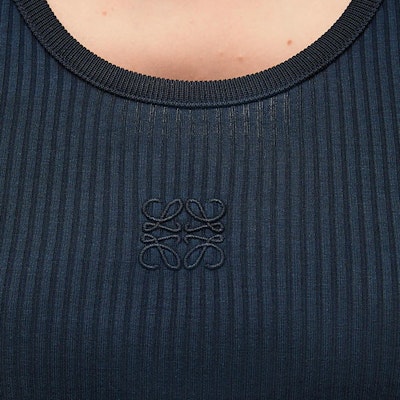 (W) LOEWE Pulóver Ajustado Logo Bordado Color Azul Marino. S540Y23X30-5700 Details for (W) LOEWE Pulóver Ajustado Logo Bordado Color Azul Marino. S540Y23X30-5700