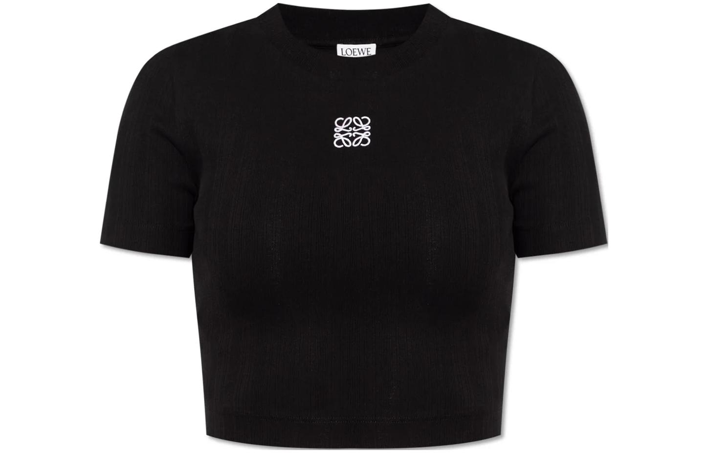 Order (W) Camiseta Negra de Manga Corta Slim Fit con Cuello Redondo LOEWE. S359Y23X87-1100