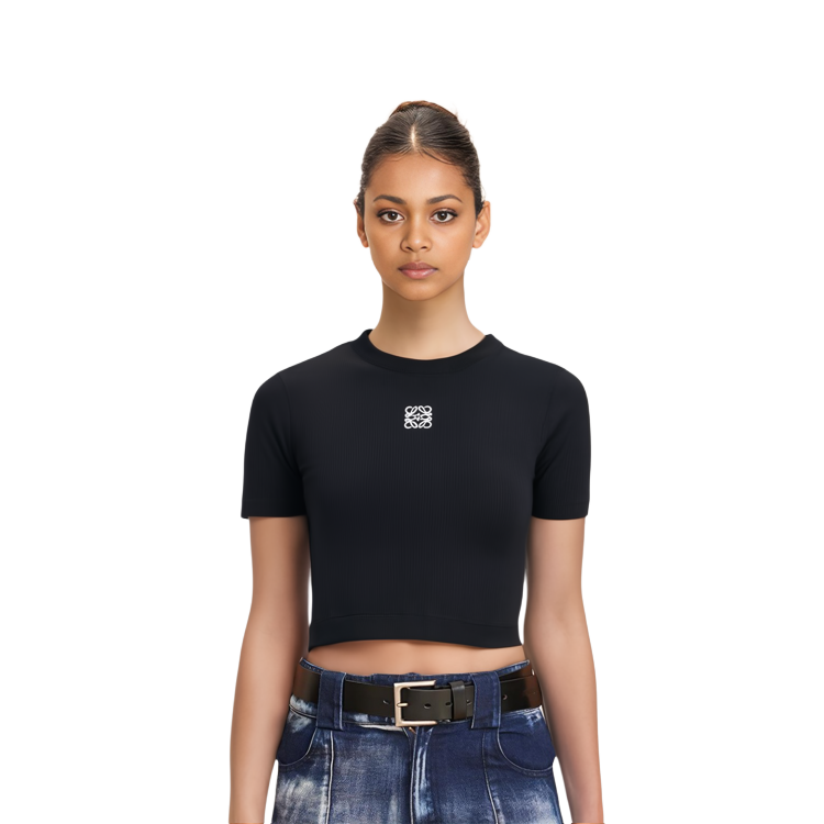 Shop (W) Camiseta Negra de Manga Corta Slim Fit con Cuello Redondo LOEWE. S359Y23X87-1100