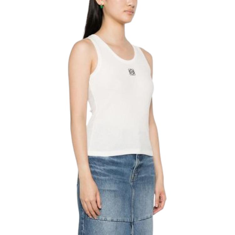Details for (W) LOEWE Camiseta sin Mangas Ajustada de Color Sólido en Blanco. S359Y23X84-2100