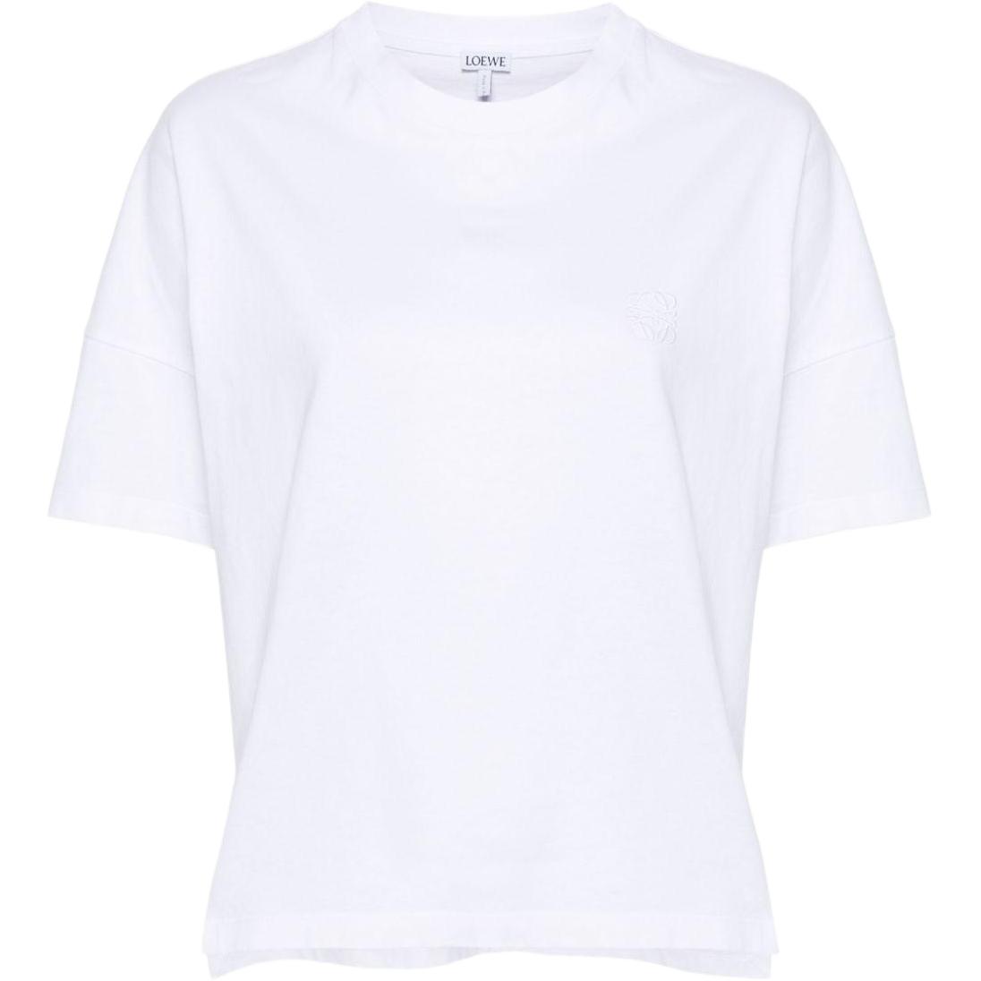 (Women) LOEWE  Solid Color Casual Crew Neck Short Sleeve T-Shirt White. S359Y22X58-2100