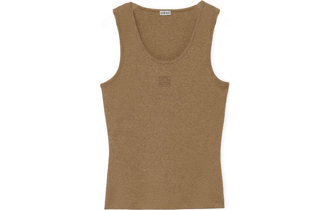 (Women) LOEWE  Solid Color Logo Embroidered Crewneck Vest - Taupe Gray. S359Y23X54-8029