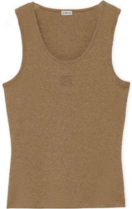 (W) LOEWE Chaleco sin mangas color sólido con logo bordado - Gris topo. S359Y23X54-8029 Order (W) LOEWE Chaleco sin mangas color sólido con logo bordado - Gris topo. S359Y23X54-8029