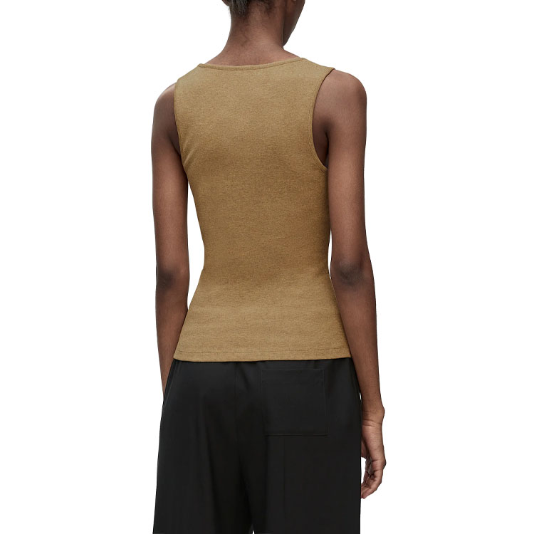 Shop (W) LOEWE Chaleco sin mangas color sólido con logo bordado - Gris topo. S359Y23X54-8029