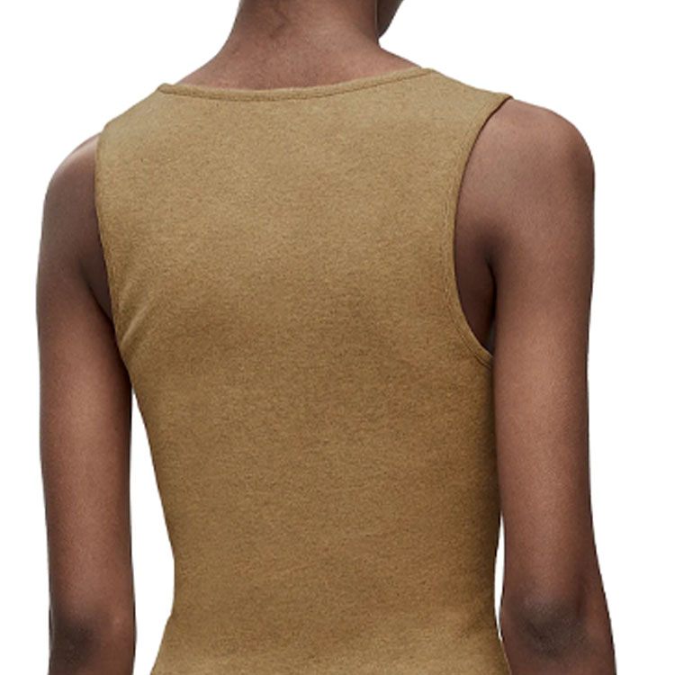 Details for (W) LOEWE Chaleco sin mangas color sólido con logo bordado - Gris topo. S359Y23X54-8029