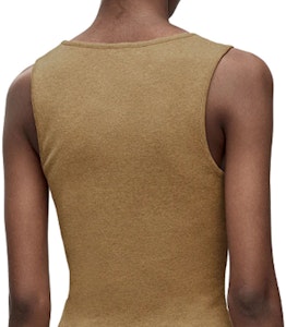 (W) LOEWE Chaleco sin mangas color sólido con logo bordado - Gris topo. S359Y23X54-8029 Details for (W) LOEWE Chaleco sin mangas color sólido con logo bordado - Gris topo. S359Y23X54-8029