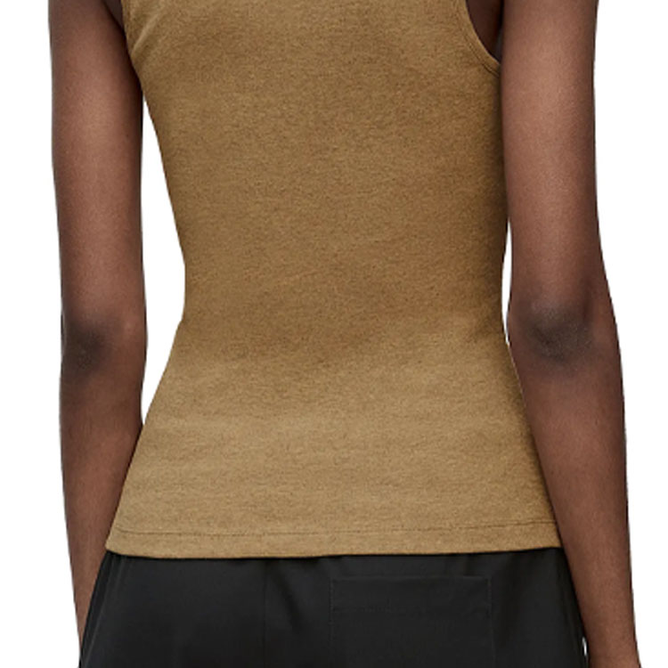 Sizing (W) LOEWE Chaleco sin mangas color sólido con logo bordado - Gris topo. S359Y23X54-8029