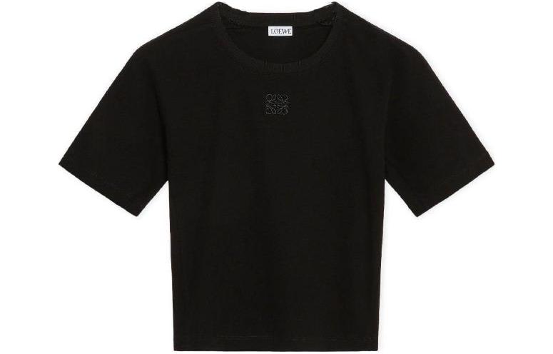 (Women) LOEWE  Solid Color Logo Embroidered T-Shirt Black FW23 S540Y22X41-1100