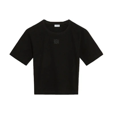(Women) LOEWE Solid Color Logo Embroidered T-Shirt Black FW23 S540Y22X41-1100