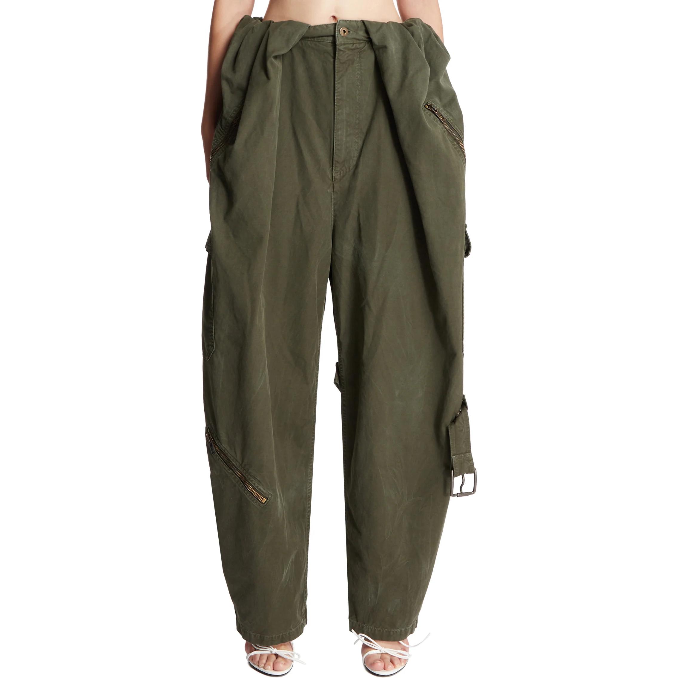 Order (W) Pantalones Cargo Sueltos Verde de Tiro Medio Color Sólido LOEWE. S540Y11X87-4720