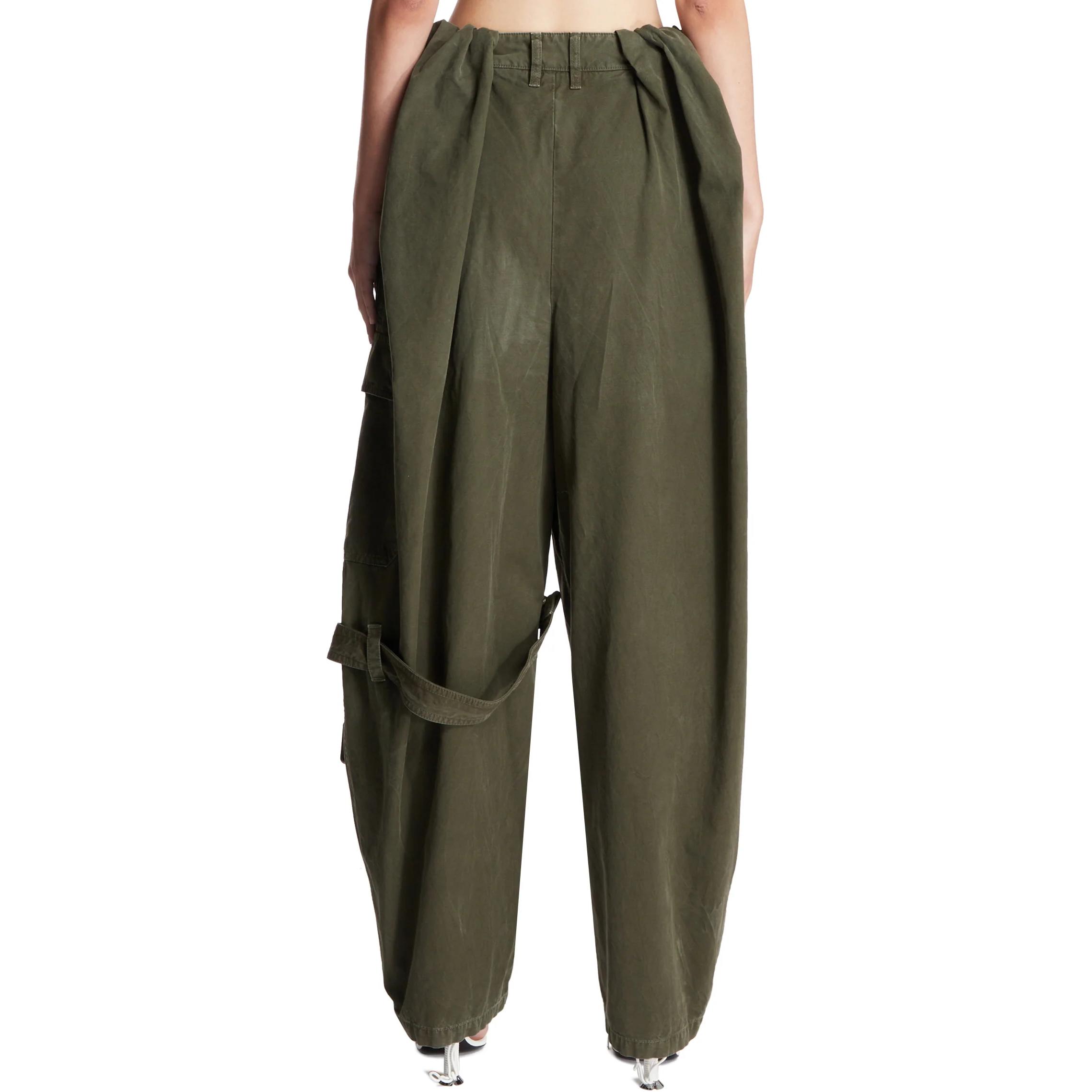 Lookbook (W) Pantalones Cargo Sueltos Verde de Tiro Medio Color Sólido LOEWE. S540Y11X87-4720