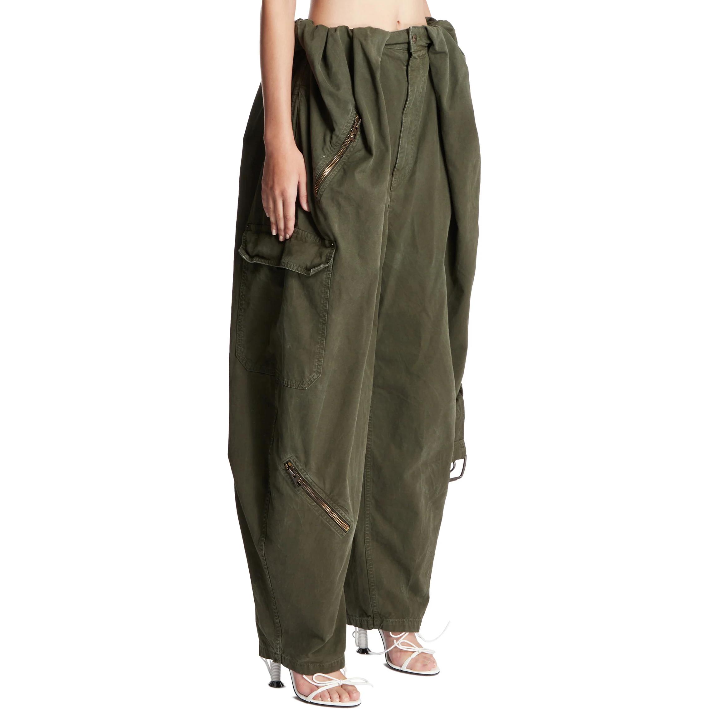 Shop (W) Pantalones Cargo Sueltos Verde de Tiro Medio Color Sólido LOEWE. S540Y11X87-4720