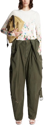 (W) Pantalones Cargo Sueltos Verde de Tiro Medio Color Sólido LOEWE. S540Y11X87-4720 Details for (W) Pantalones Cargo Sueltos Verde de Tiro Medio Color Sólido LOEWE. S540Y11X87-4720