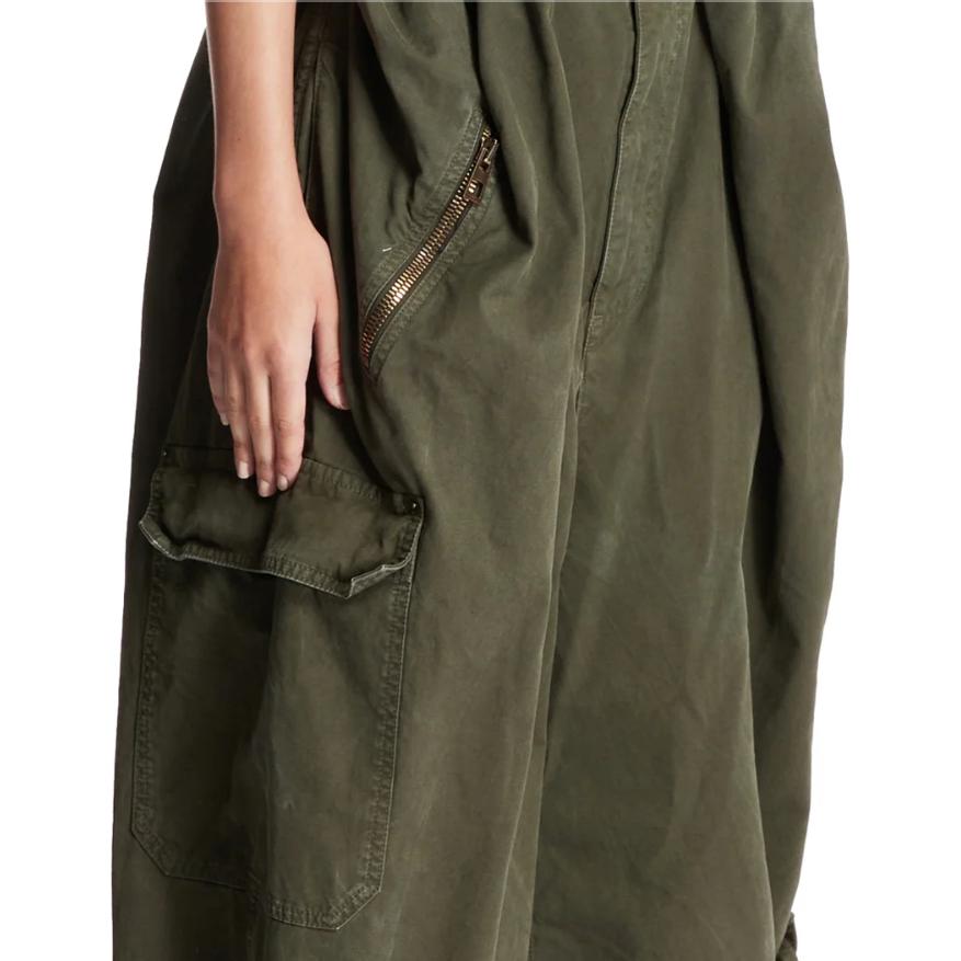 Sizing (W) Pantalones Cargo Sueltos Verde de Tiro Medio Color Sólido LOEWE. S540Y11X87-4720