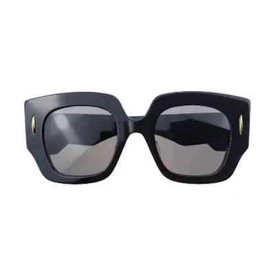 (Women) LOEWE Square Black Sunglasses with Logo Temple Design. LW40129U