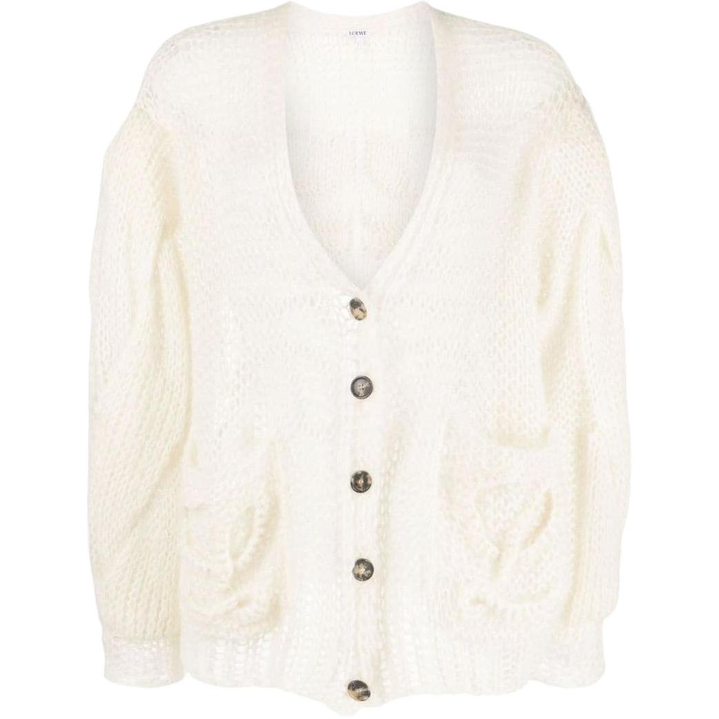 (Women) LOEWE  SS23 Mohair Blend Solid Color Open-Knit Sweater. S359Y16K33-2370