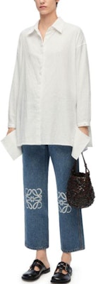 (W) ロエベ ロゴプリント入りストレートデニム ジーンズ ミッドウエスト ブルー S359Y11X90-5475 Lookbook (W) ロエベ ロゴプリント入りストレートデニム ジーンズ ミッドウエスト ブルー S359Y11X90-5475