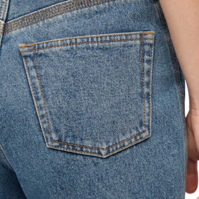 (W) ロエベ ロゴプリント入りストレートデニム ジーンズ ミッドウエスト ブルー S359Y11X90-5475 Sizing (W) ロエベ ロゴプリント入りストレートデニム ジーンズ ミッドウエスト ブルー S359Y11X90-5475