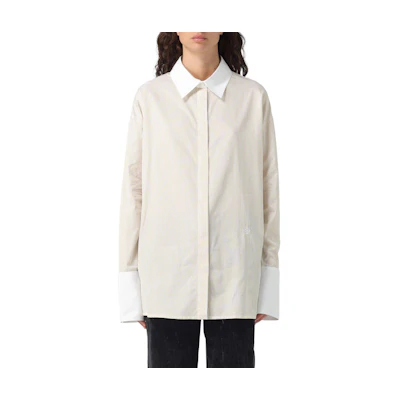 (Women) LOEWE Striped Button-Up Long-Sleeve Shirt Light Yellow. S359Y05X-90CO