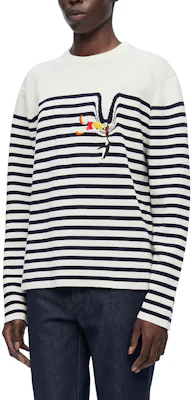 (W) LOEWE Sweater Crewneck Garis Biru Putih Kasual Pullover. S359Y14KEI-4933 Purchase (W) LOEWE Sweater Crewneck Garis Biru Putih Kasual Pullover. S359Y14KEI-4933
