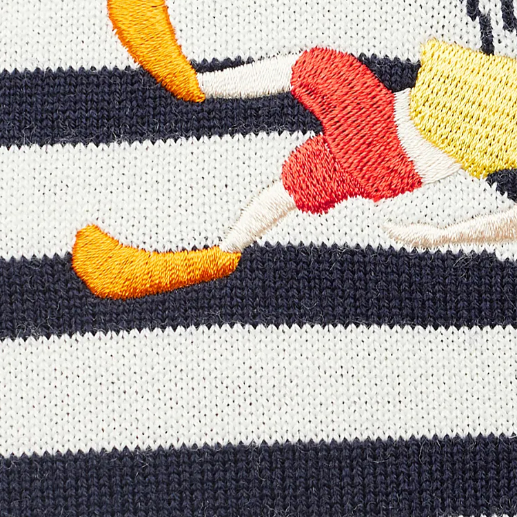 Sizing (W) LOEWE Sweater Crewneck Garis Biru Putih Kasual Pullover. S359Y14KEI-4933