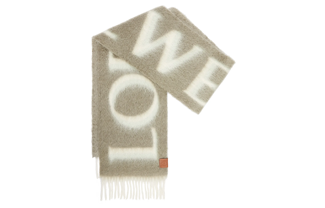 Lookbook (W) LOEWE 流苏边印花围巾卡其绿 F811257X03-4166