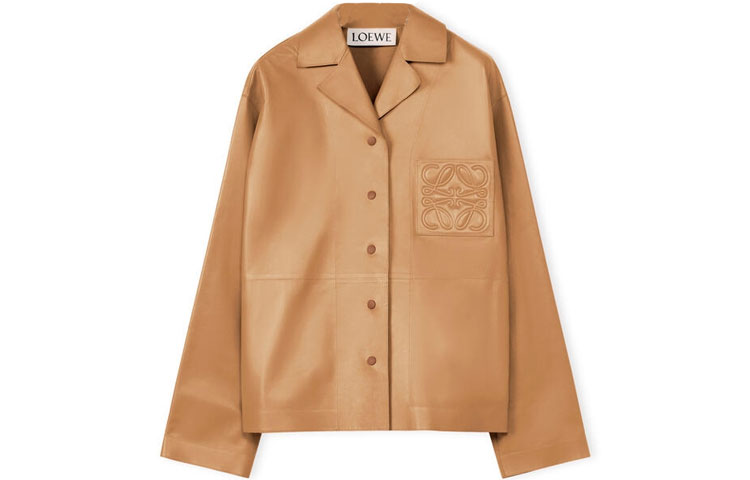 Order (W) LOEWE 焦糖色皮革襯衫外套，附標誌與按鈕設計。 S359Y31L03-5542