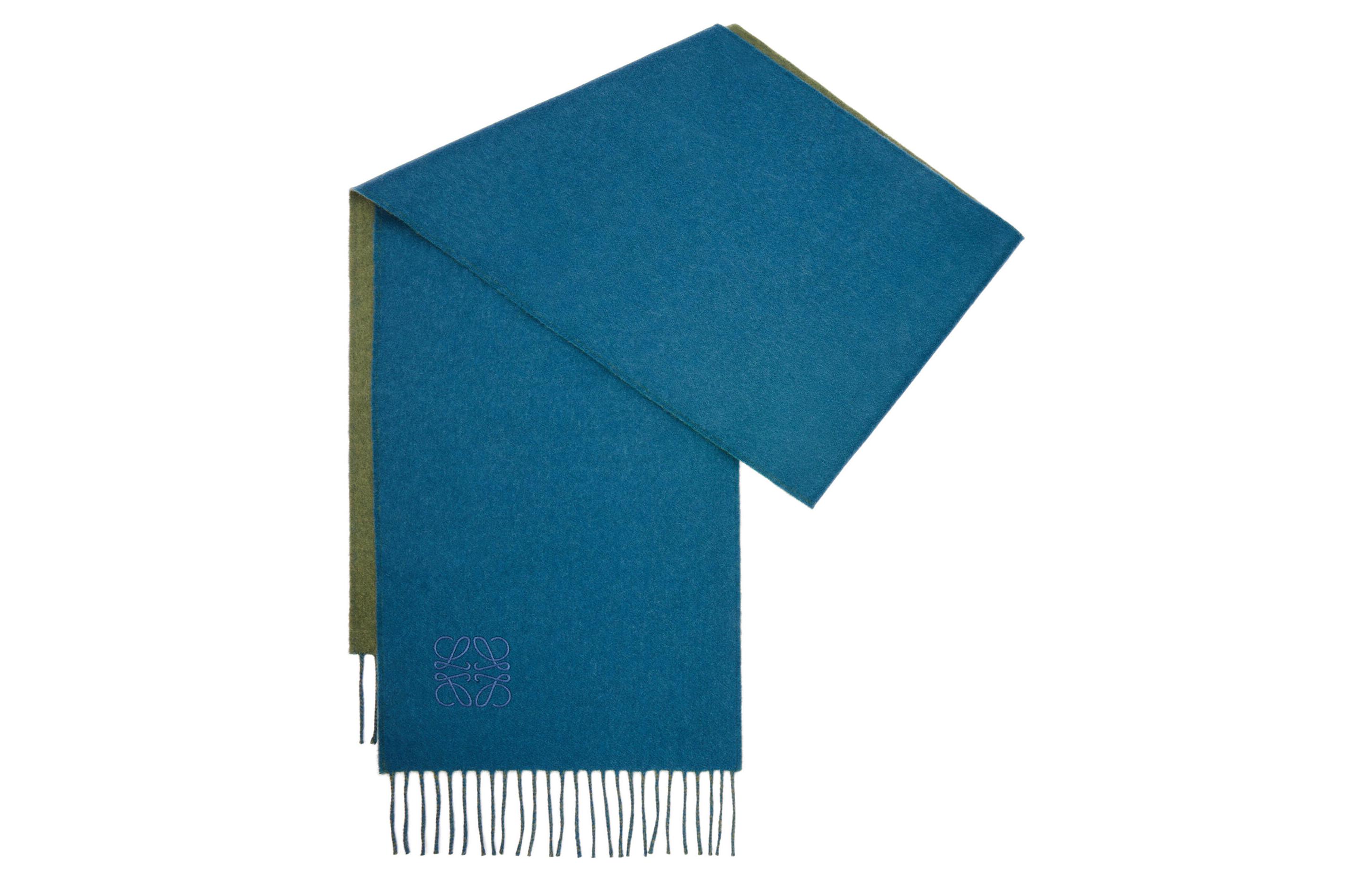 (Women) LOEWE  Two-Tone Scarf Green/Blue Fashion Accessory F810250X01-4165 圖 3