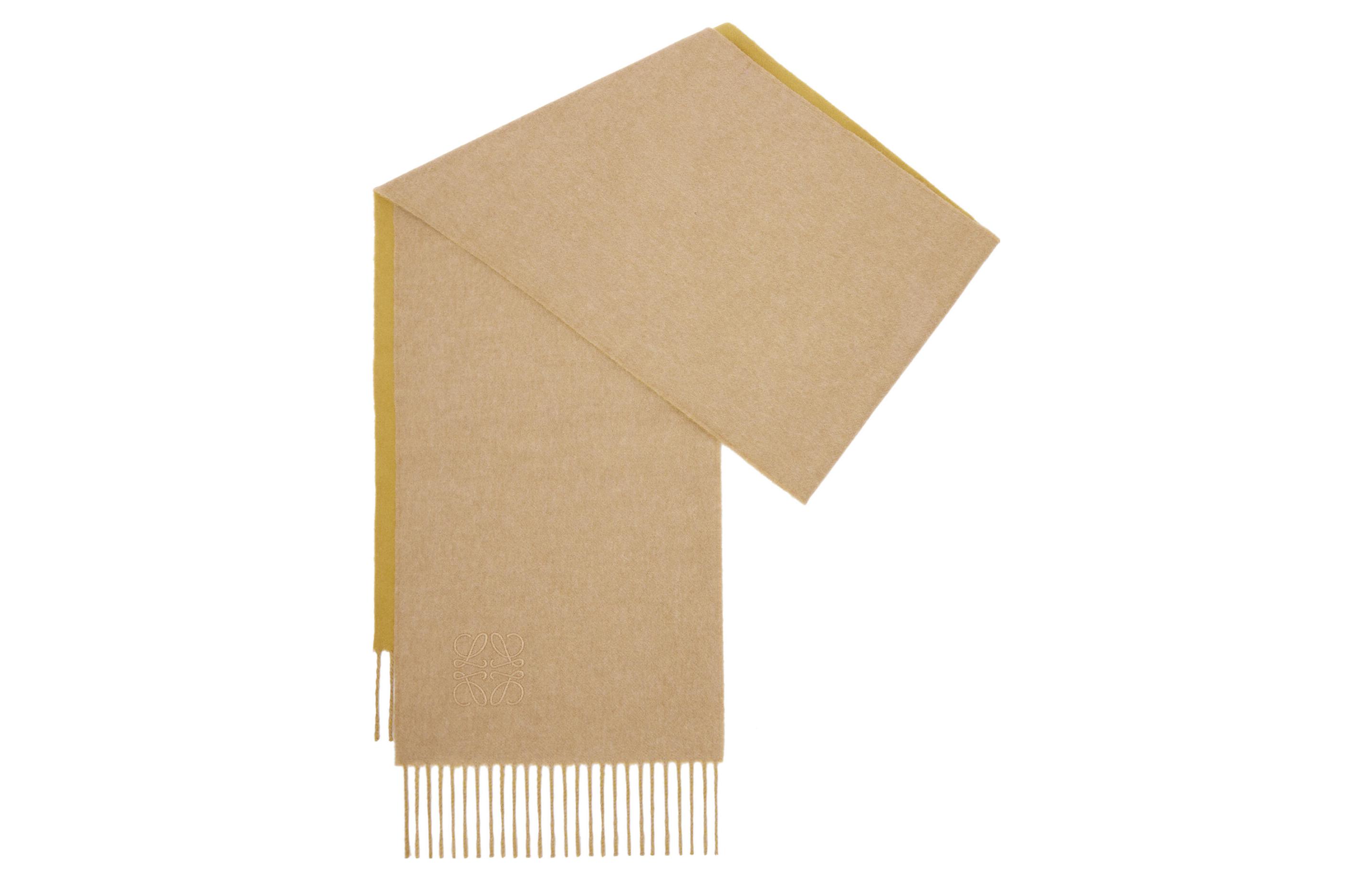 (Women) LOEWE  Two-tone Wool-Cashmere Tassel Scarf Green/Beige F810250X01-8108 圖 3