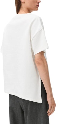 (W) ロエベ ホワイト アシンメトリーデザイン ルーズフィット 半袖Tシャツ S540Y22X59-2100 Purchase (W) ロエベ ホワイト アシンメトリーデザイン ルーズフィット 半袖Tシャツ S540Y22X59-2100