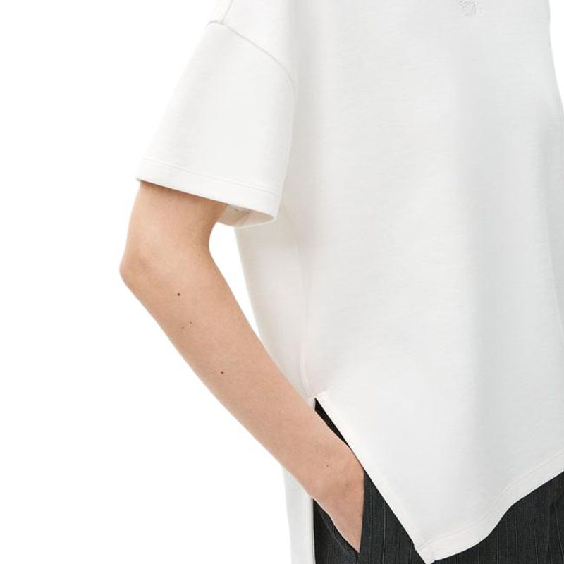 Sizing (W) LOEWE Baju-T Putih Reka Bentuk Asimetrik Longgar Lengan Pendek. S540Y22X59-2100