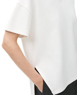 (W) ロエベ ホワイト アシンメトリーデザイン ルーズフィット 半袖Tシャツ S540Y22X59-2100 Sizing (W) ロエベ ホワイト アシンメトリーデザイン ルーズフィット 半袖Tシャツ S540Y22X59-2100