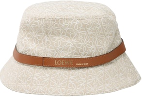 (Women) LOEWE White Cotton Bucket Hat with Embossed Logo Leather Strap. K820HB1X41-2614 (Women) LOEWE White Cotton Bucket Hat with Embossed Logo Leather Strap. K820HB1X41-2614