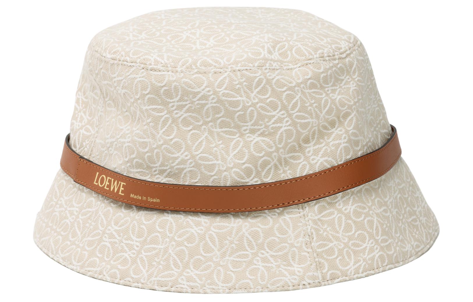 Lookbook (W) Sombrero de Cubo LOEWE Blanco de Algodón con Correa de Cuero y Logo en Relieve. K820HB1X41-2614
