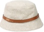 Lookbook (Women) LOEWE White Cotton Bucket Hat with Embossed Logo Leather Strap. K820HB1X41-2614