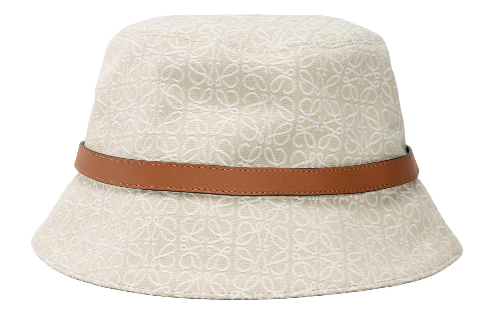 Shop (W) Sombrero de Cubo LOEWE Blanco de Algodón con Correa de Cuero y Logo en Relieve. K820HB1X41-2614