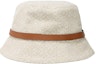 Shop (Women) LOEWE White Cotton Bucket Hat with Embossed Logo Leather Strap. K820HB1X41-2614