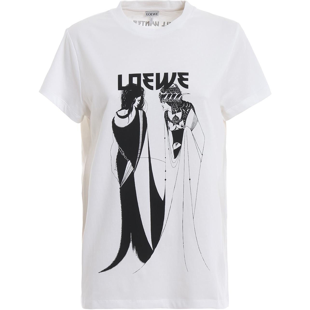 (Women) LOEWE  White Logo Letter Print Crew Neck Short Sleeve T-Shirt S6299932PC-2100