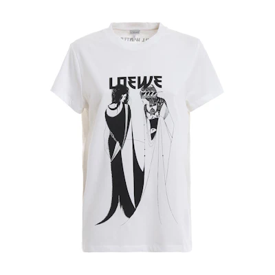 (Women) LOEWE White Logo Letter Print Crew Neck Short Sleeve T-Shirt S6299932PC-2100
