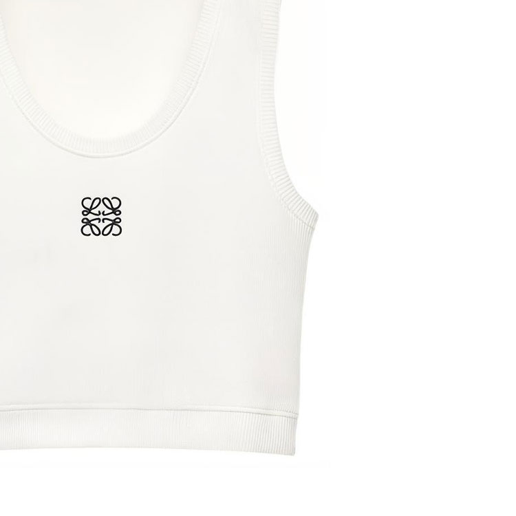 Sizing (W) LOEWE 白色标志印花短款背心。 S359Y23X85-2100