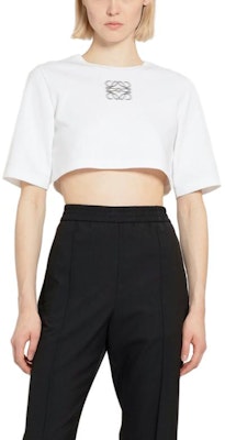 (W) LOEWE 白色短袖Logo印花圓領短版T恤。 S540Y22X43-2100 Sizing (W) LOEWE 白色短袖Logo印花圓領短版T恤。 S540Y22X43-2100