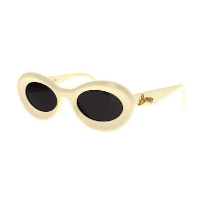 (Women) LOEWE White Oval Acetate Sunglasses with Logo Detail. LW40110U25A