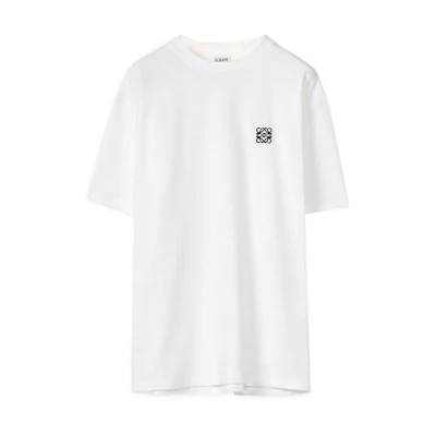 (Women) LOEWE White T-Shirt with Embroidered Chest Logo. S359Y22X12-2100