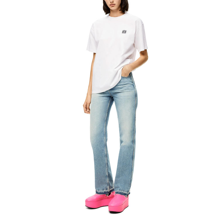 (Women) LOEWE  White T-Shirt with Embroidered Chest Logo. S359Y22X12-2100 圖 3