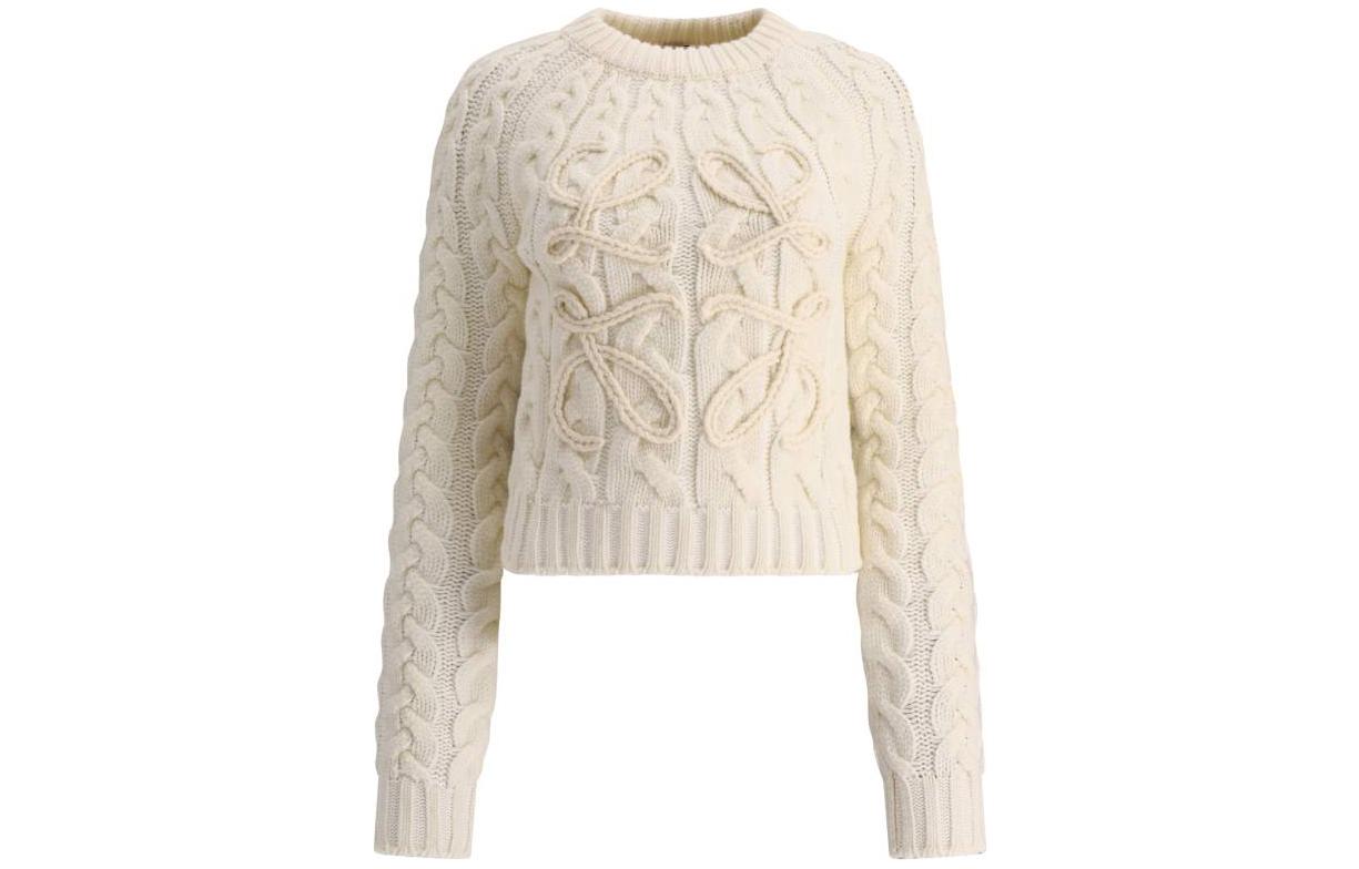 (Women) LOEWE  Wool Embroidered Logo Crewneck Sweater - White S359Y14KDO-2100